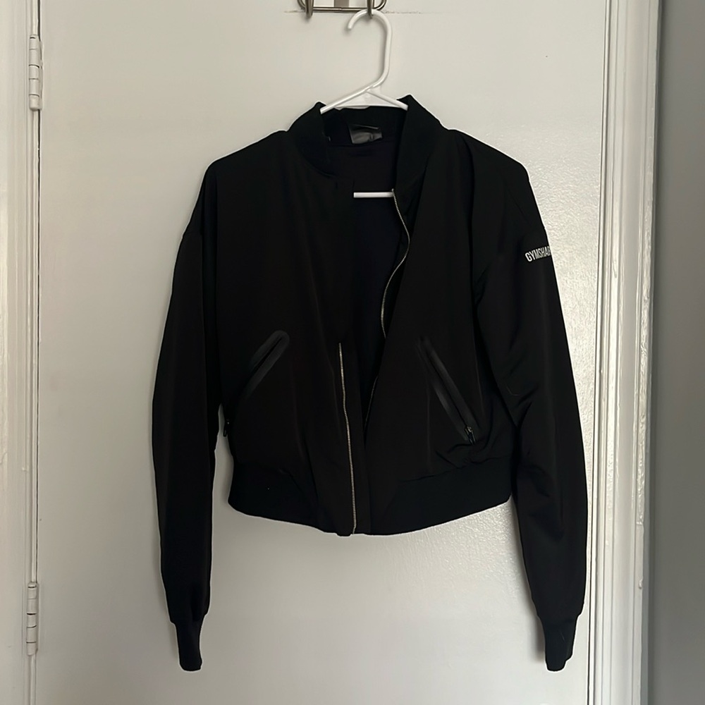 Black Gymshark bomber jacket